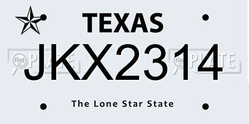 JKX2314 Texas License Plate