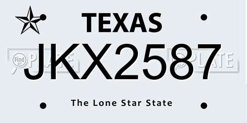 JKX2587 Texas License Plate