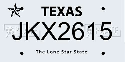 JKX2615 Texas License Plate