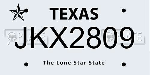 JKX2809 Texas License Plate