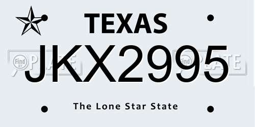 JKX2995 Texas License Plate