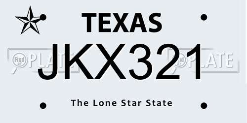 JKX321 Texas License Plate