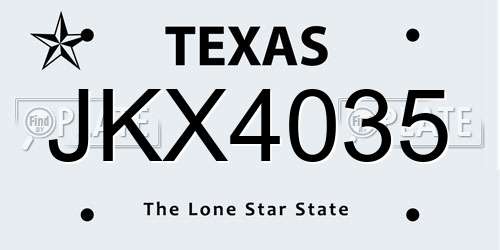 JKX4035 Texas License Plate