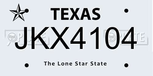 JKX4104 Texas License Plate