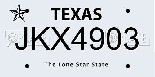 JKX4903 Texas License Plate