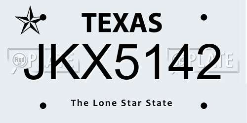 JKX5142 Texas License Plate