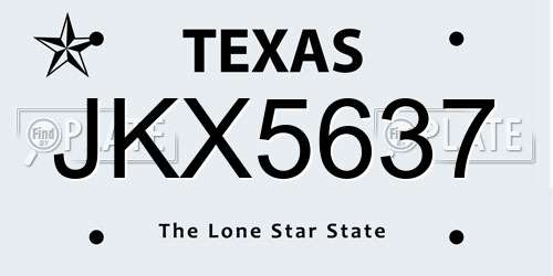 JKX5637 Texas License Plate