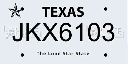 JKX6103 Texas License Plate