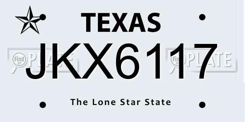 JKX6117 Texas License Plate