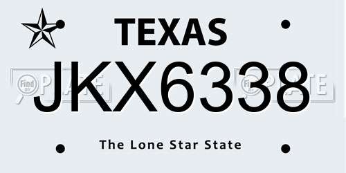 JKX6338 Texas License Plate