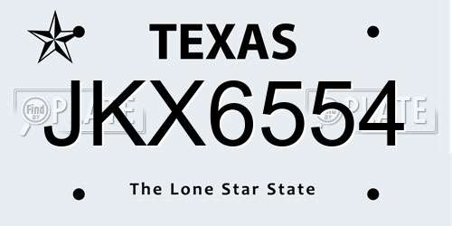 JKX6554 Texas License Plate