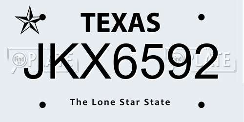 JKX6592 Texas License Plate