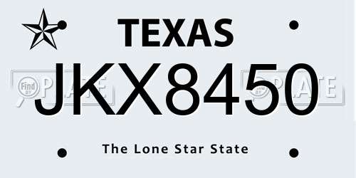 JKX8450 Texas License Plate