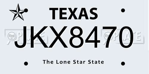 JKX8470 Texas License Plate