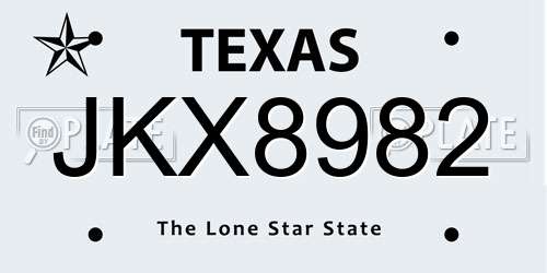 JKX8982 Texas License Plate
