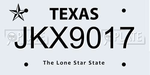 JKX9017 Texas License Plate