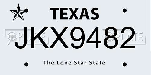 JKX9482 Texas License Plate