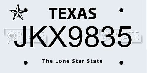 JKX9835 Texas License Plate