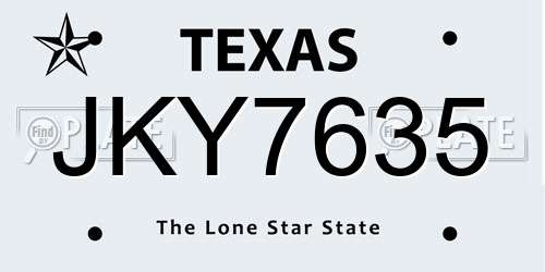JKY7635 Texas License Plate