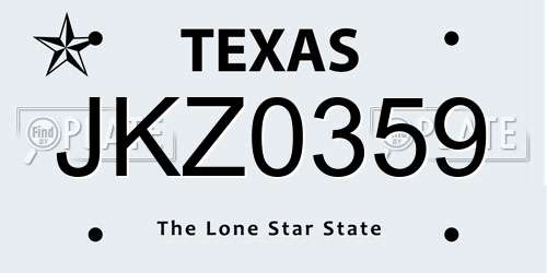 JKZ0359 Texas License Plate