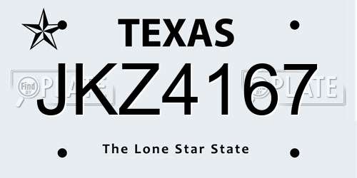 JKZ4167 Texas License Plate