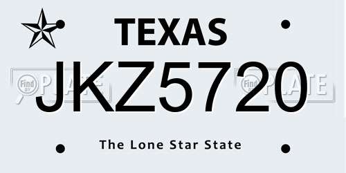 JKZ5720 Texas License Plate