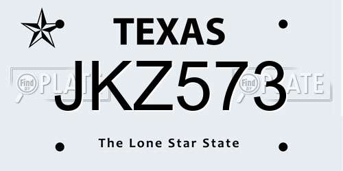 JKZ573 Texas License Plate