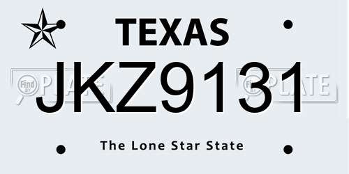 JKZ9131 Texas License Plate