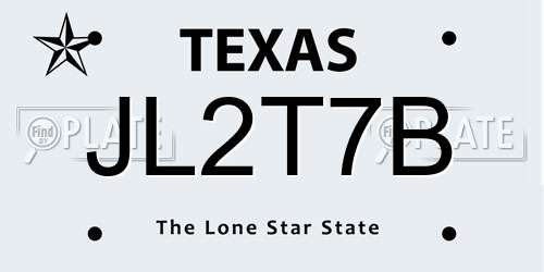 JL2T7B Texas License Plate