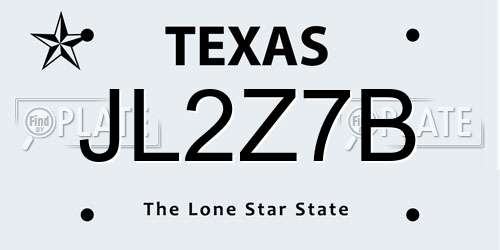 JL2Z7B Texas License Plate
