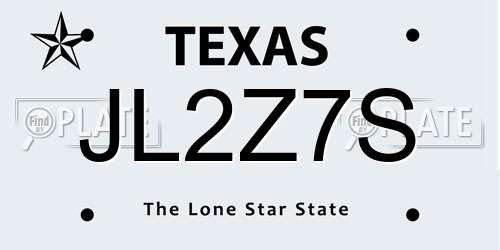 JL2Z7S Texas License Plate
