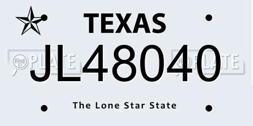 JL48040 Texas License Plate