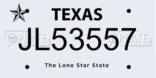JL53557 Texas License Plate