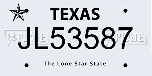 JL53587 Texas License Plate