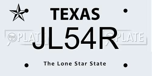 JL54R Texas License Plate