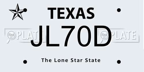 JL70D Texas License Plate