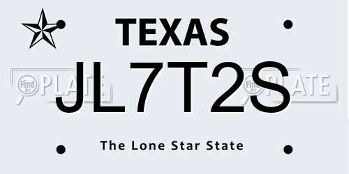JL7T2S Texas License Plate