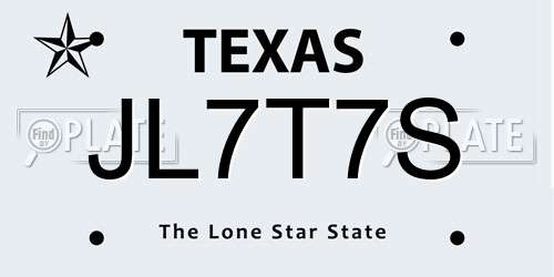 JL7T7S Texas License Plate