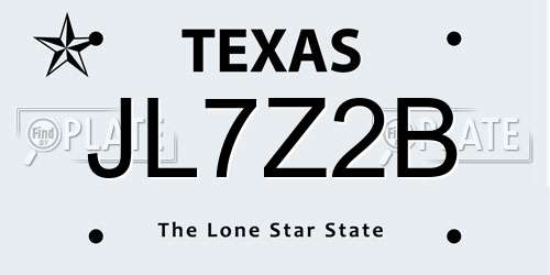 JL7Z2B Texas License Plate