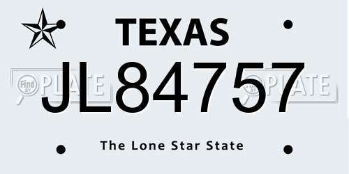 JL84757 Texas License Plate