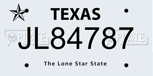 JL84787 Texas License Plate