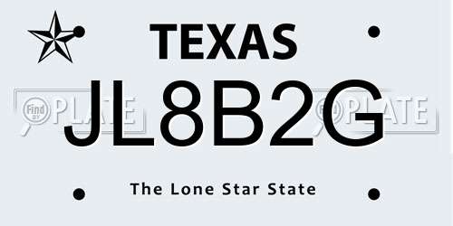 JL8B2G Texas License Plate