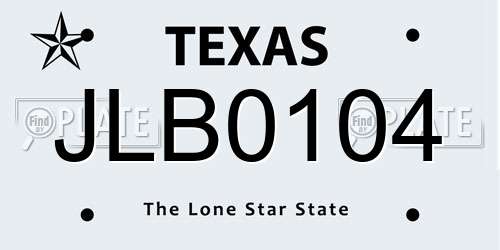 JLB0104 Texas License Plate