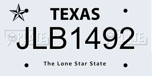 JLB1492 Texas License Plate