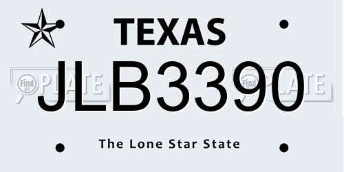 JLB3390 Texas License Plate