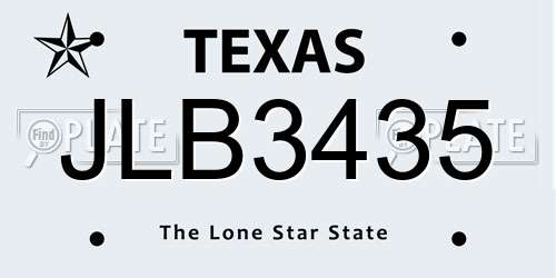 JLB3435 Texas License Plate