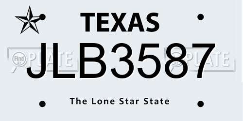 JLB3587 Texas License Plate