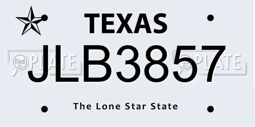 JLB3857 Texas License Plate