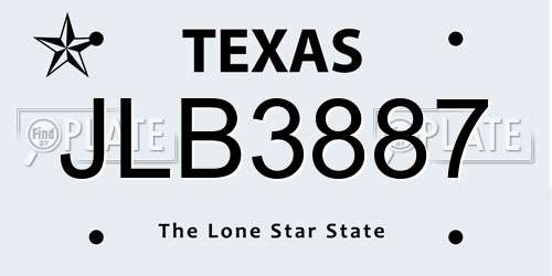 JLB3887 Texas License Plate