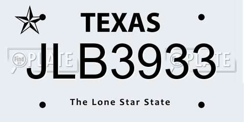 JLB3933 Texas License Plate